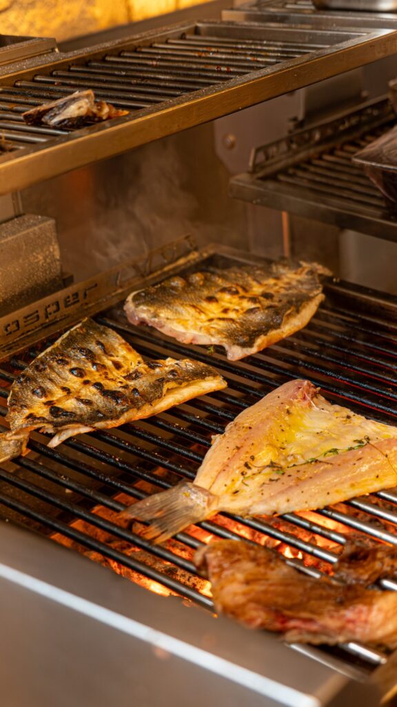 Butterflied fish on the Josper grill